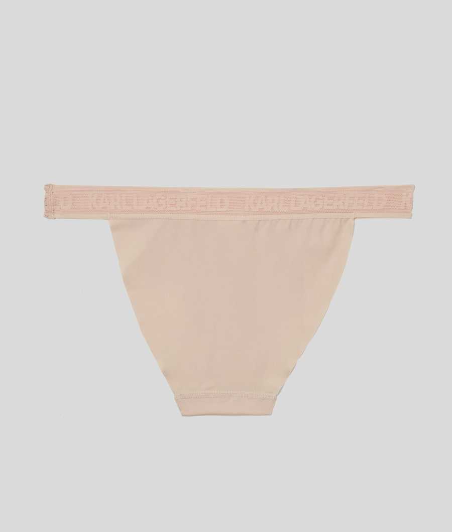 Beige Women's Karl Lagerfeld Ultra-light Karl Logo Briefs Underwear | TH026RFUD