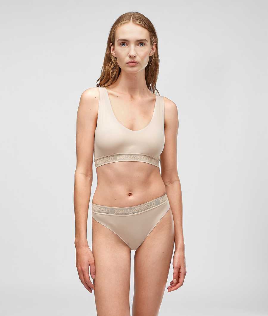 Beige Women's Karl Lagerfeld Ultra-light Brazilian Briefs Underwear | TH351CUON