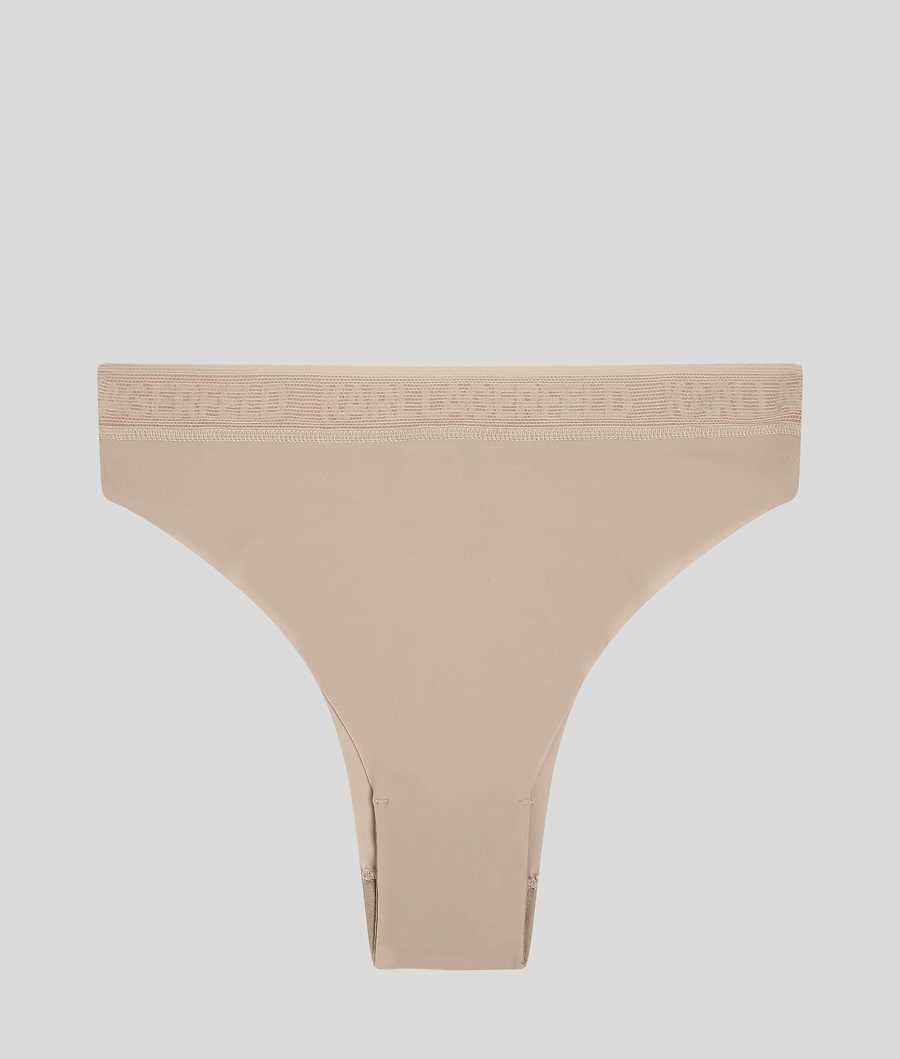 Beige Women\'s Karl Lagerfeld Ultra-light Brazilian Briefs Underwear | TH351CUON