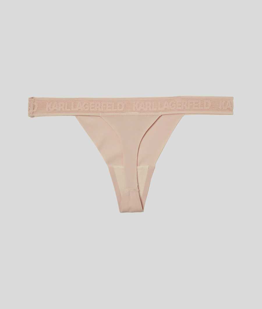 Beige Women's Karl Lagerfeld Ultra-light Karl Logo Thong Underwear | TH381FUMP