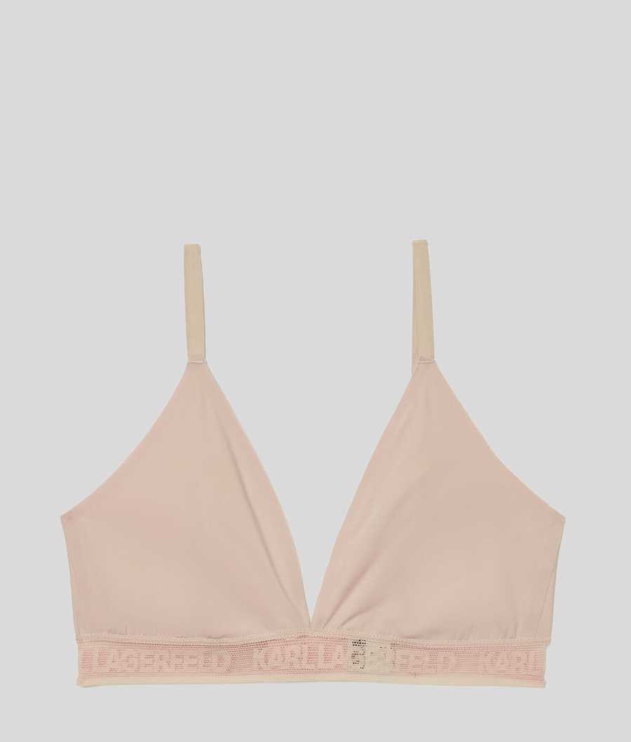 Beige Women's Karl Lagerfeld Ultra-light Karl Logo Triangle Bra Underwear | TH407DYIS