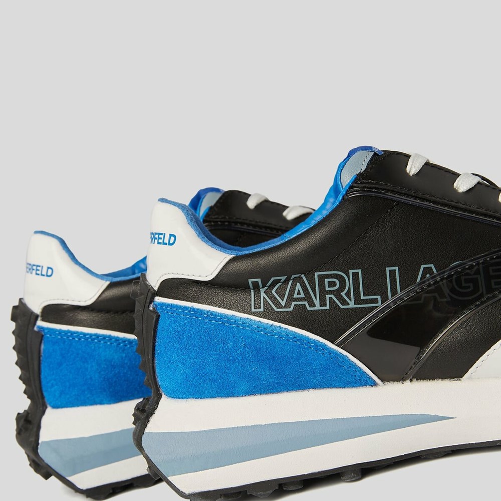 Black / Blue Men's Karl Lagerfeld Zone Flo Strap Sneakers | TH873TXVK