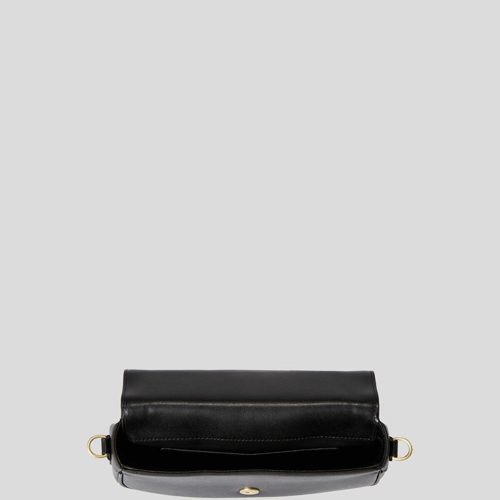 Black / Gold Women's Karl Lagerfeld K/Saddle Baguette Bag | TH206XFWR