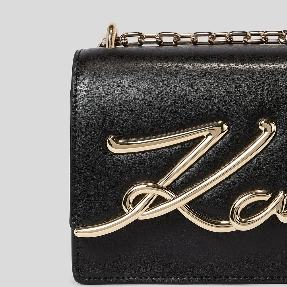 Black / Gold Women's Karl Lagerfeld K/Signature Small Shoulder Bags | TH483XDLU