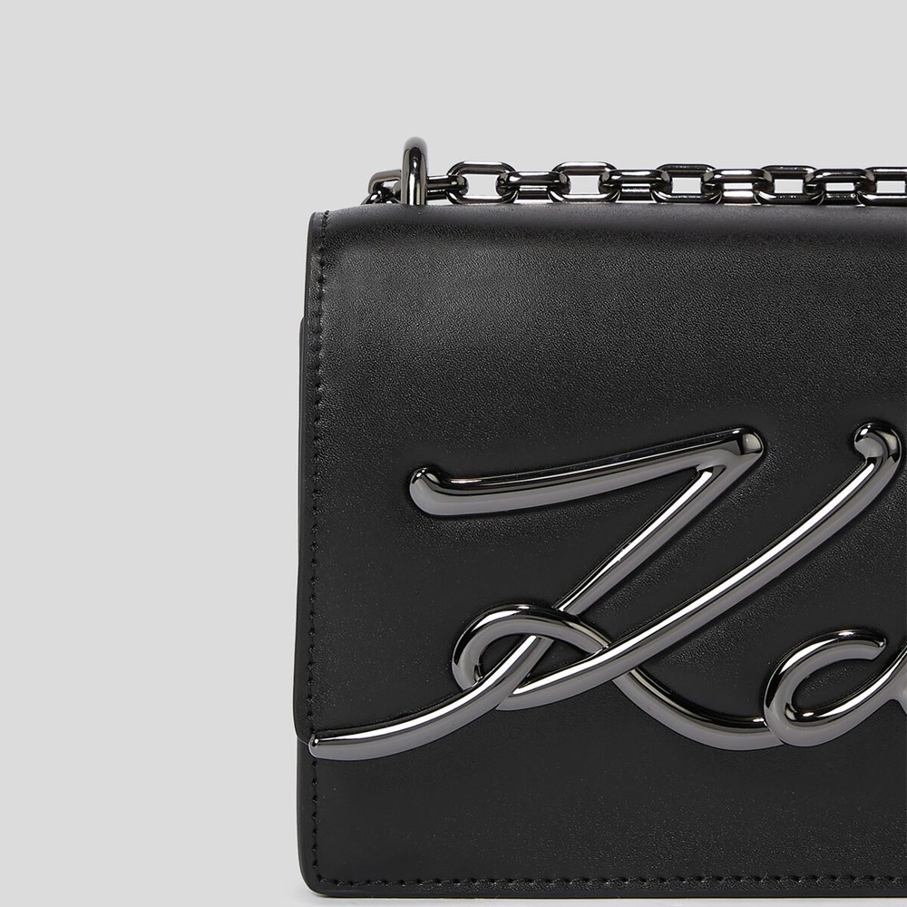 Black / Grey Women's Karl Lagerfeld K/Signature Small Shoulder Bags | TH039XKPE