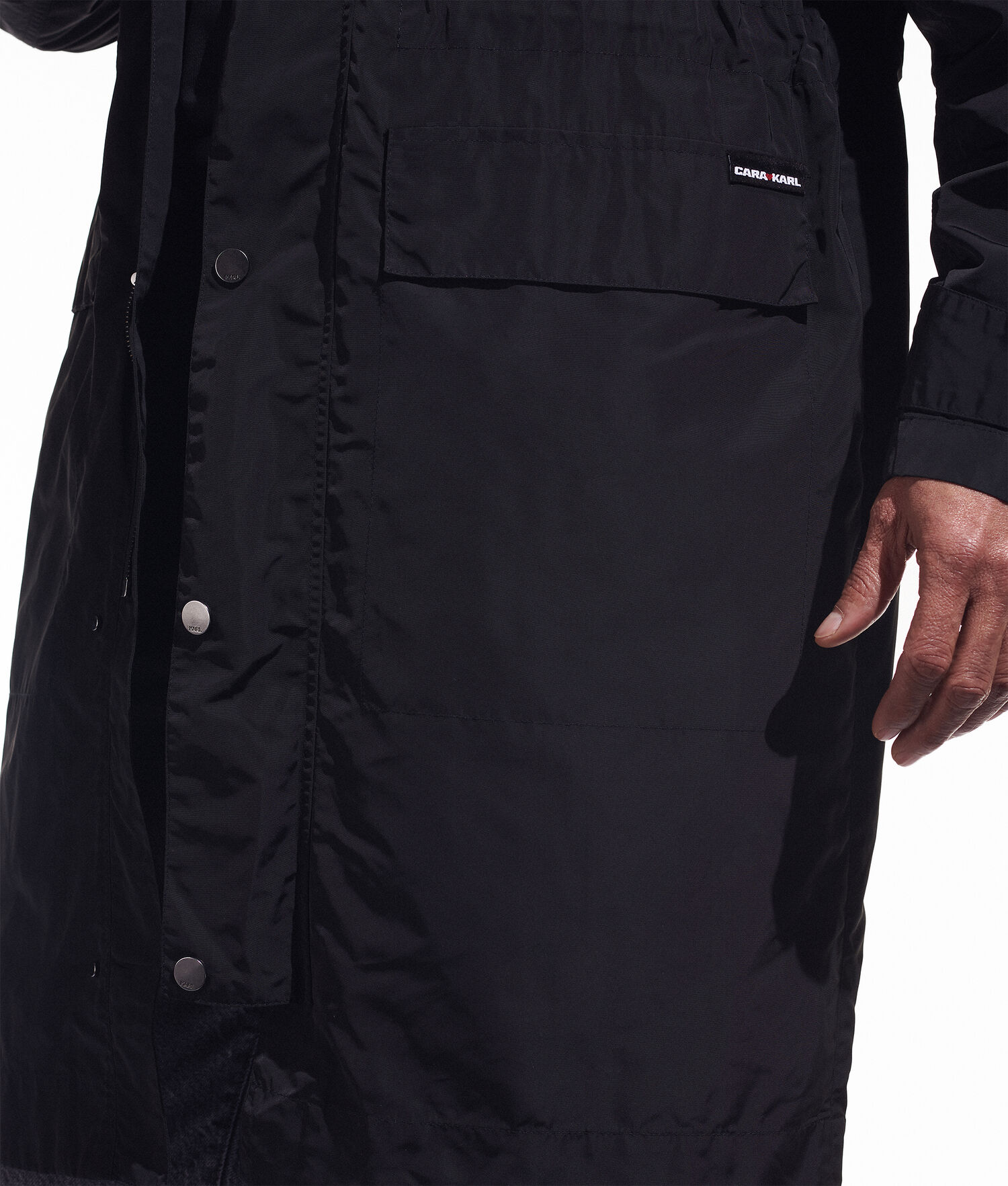 Black Men's Karl Lagerfeld Cara Loves Karl Parka Jackets | TH649JZGQ