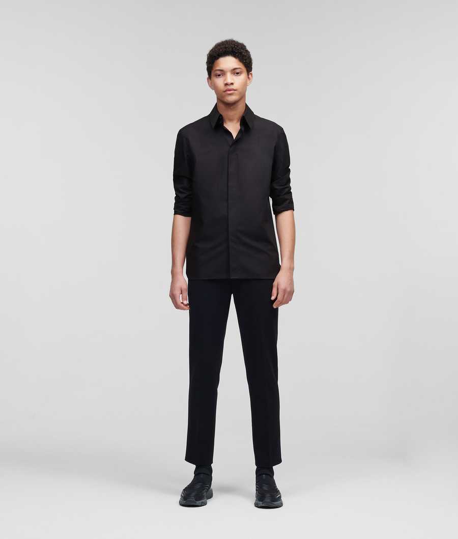 Black Men's Karl Lagerfeld Classic Karl Poplin Shirts | TH359BVME