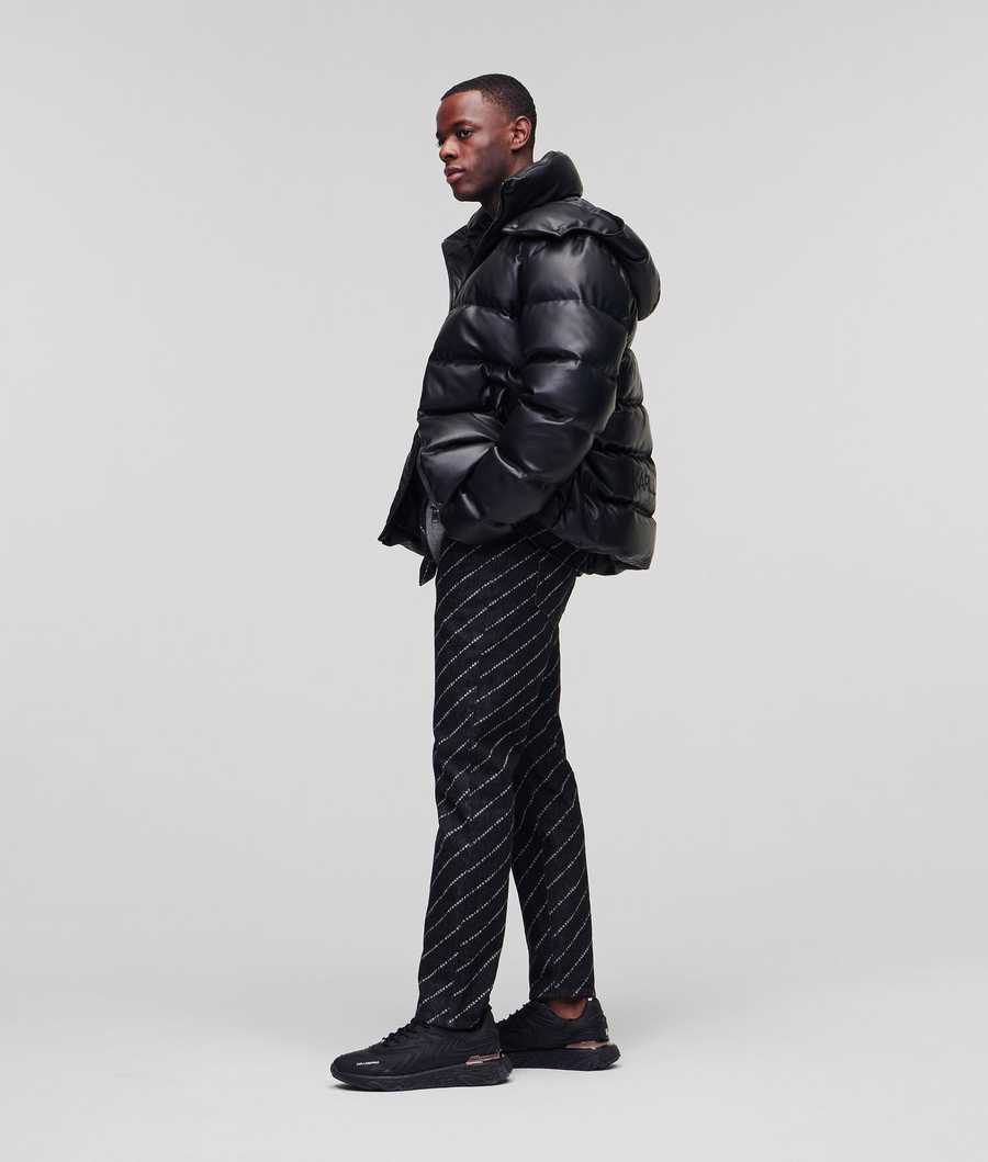 Black Men's Karl Lagerfeld Faux-leather Down Jackets | TH279ZVAY