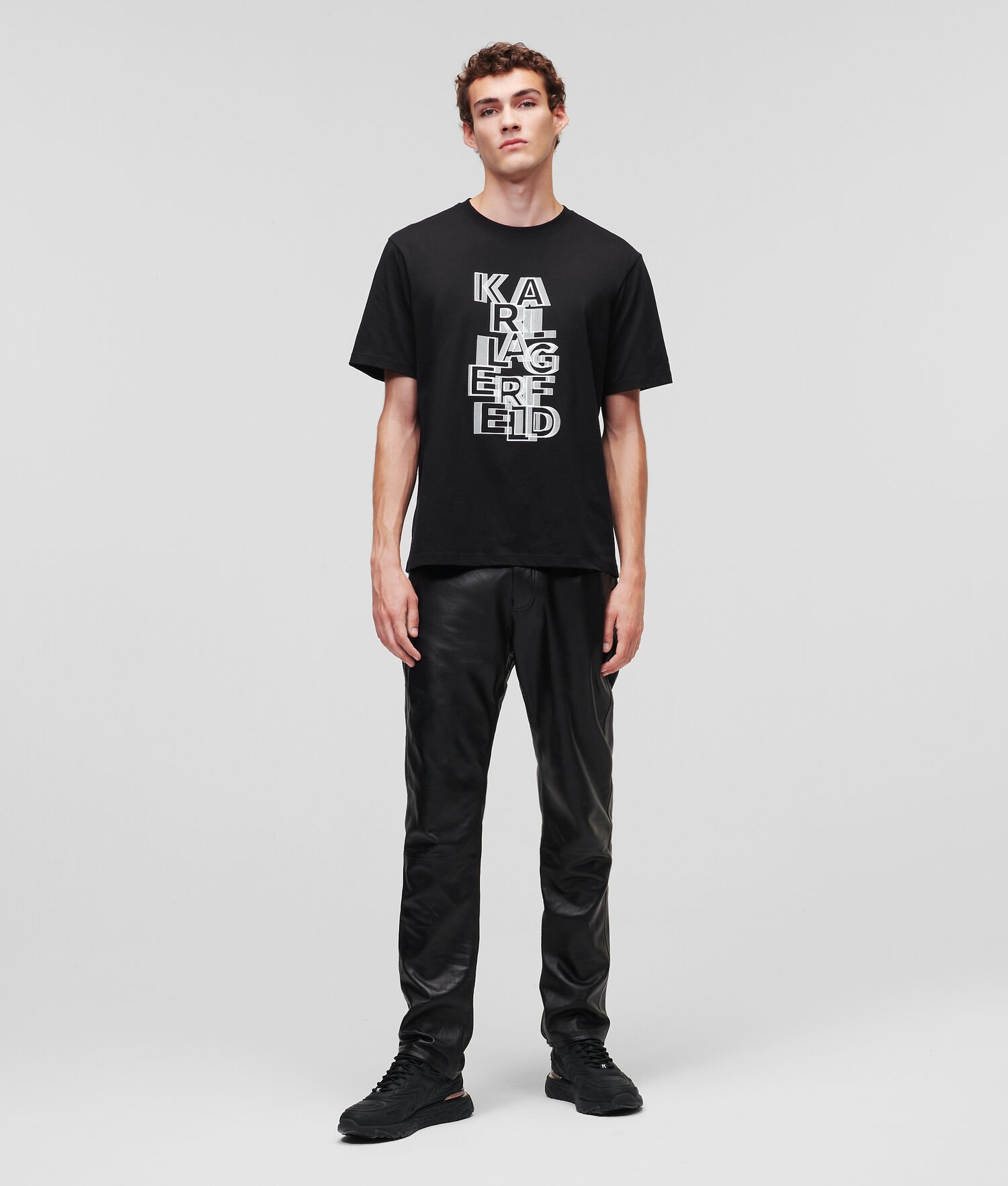 Black Men's Karl Lagerfeld Graphic Karl Logo T-Shirts | TH479ZXBU