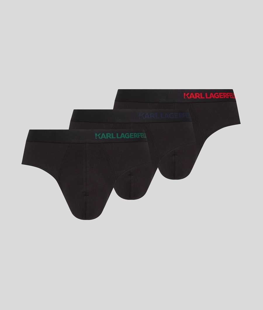 Black Men's Karl Lagerfeld Hip Logo Brief – 3 Pack Underwear | TH765LMGN