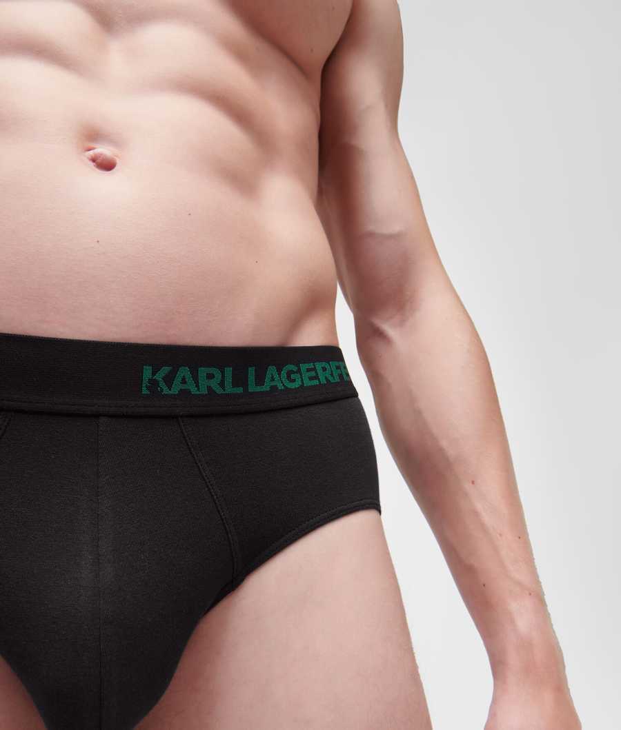 Black Men's Karl Lagerfeld Hip Logo Brief – 3 Pack Underwear | TH765LMGN