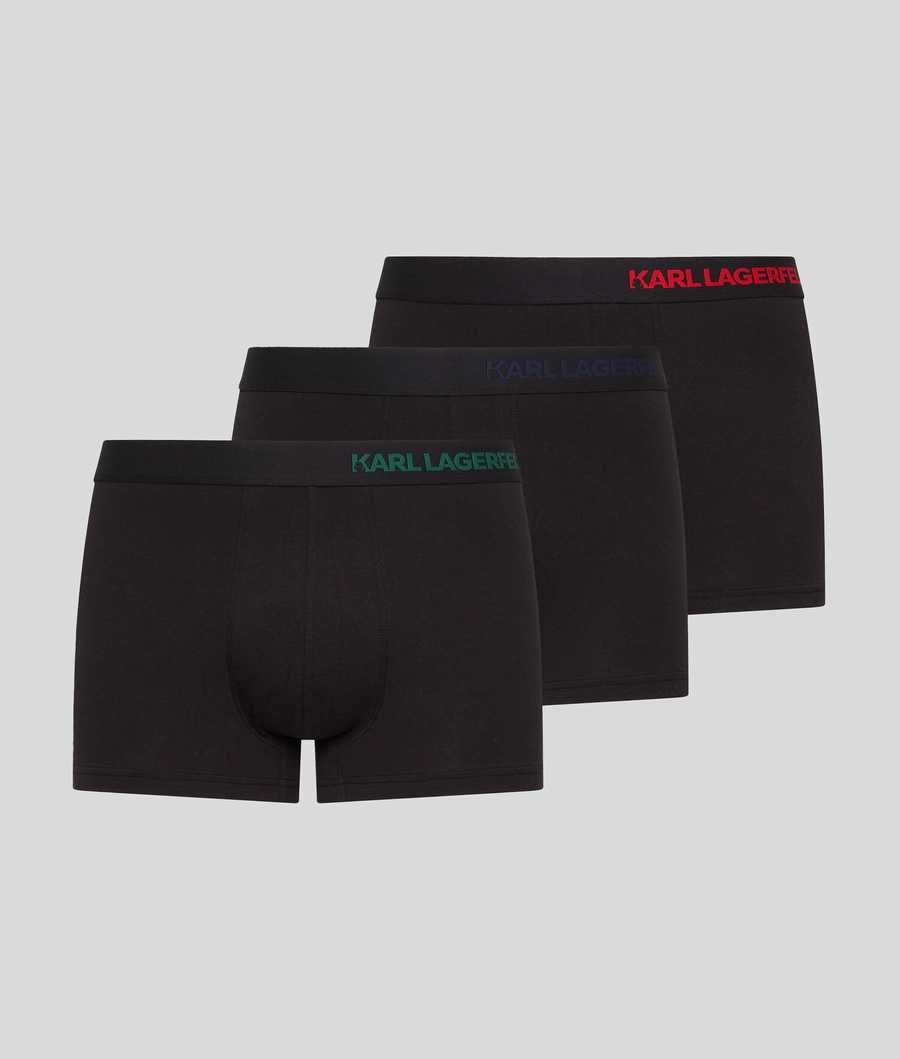 Black Men's Karl Lagerfeld Hip Logo Trunk – 3 Pack Underwear | TH871RYZX