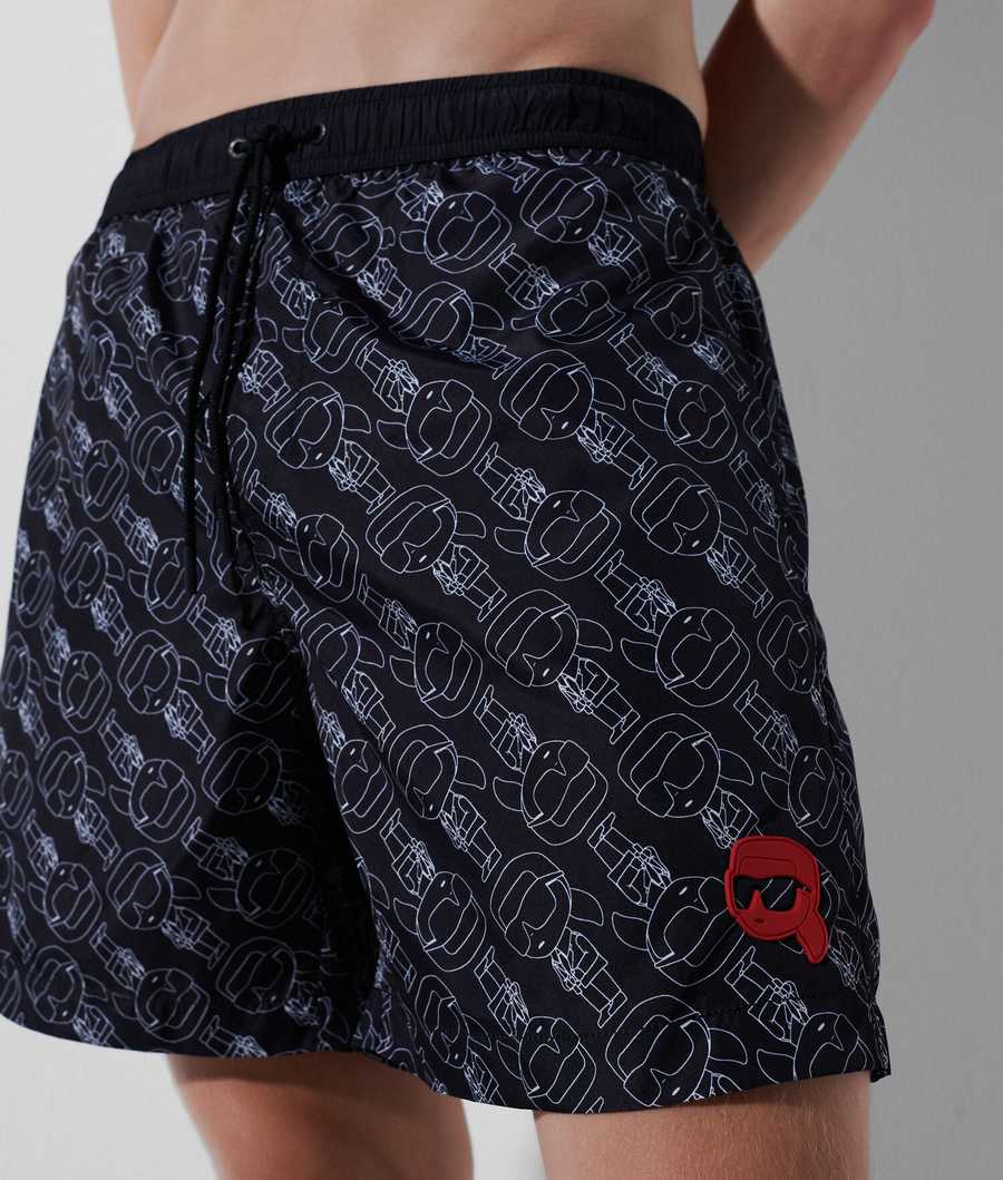 Black Men's Karl Lagerfeld Ikonik 2.0 All-over Print Board Shorts Beachwear | TH084ACWP