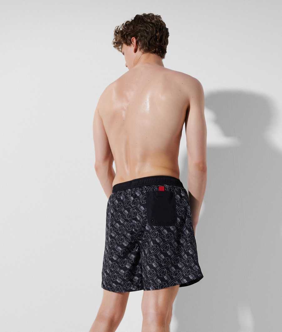 Black Men's Karl Lagerfeld Ikonik 2.0 All-over Print Board Shorts Beachwear | TH084ACWP