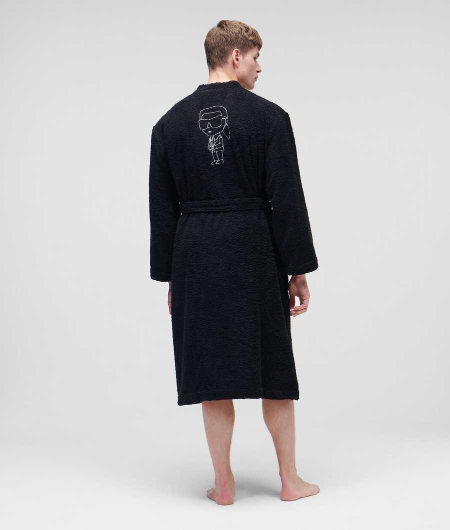 Black Men's Karl Lagerfeld Ikonik 2.0 Bathrobe Loungewear | TH517CJWP