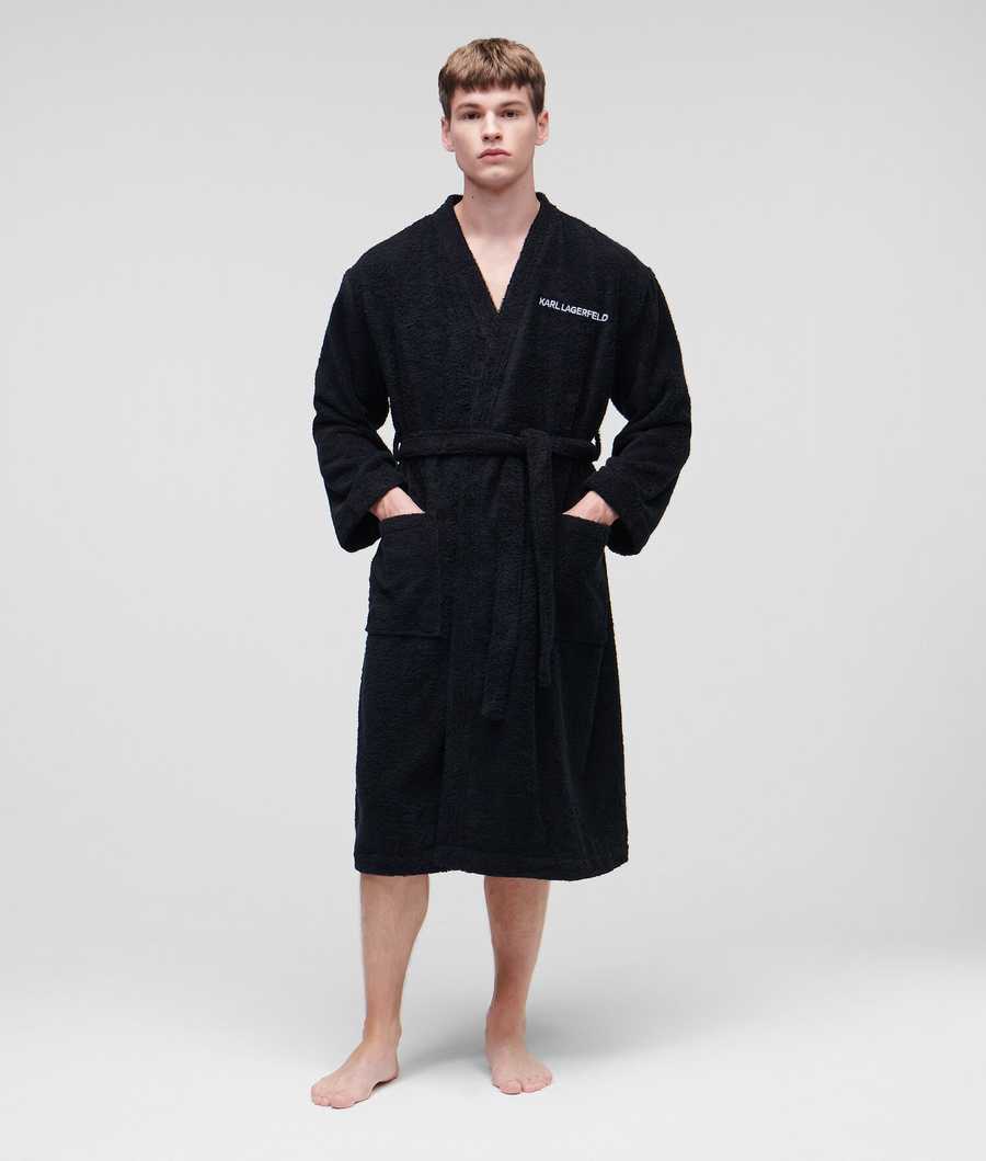 Black Men\'s Karl Lagerfeld Ikonik 2.0 Bathrobe Loungewear | TH517CJWP