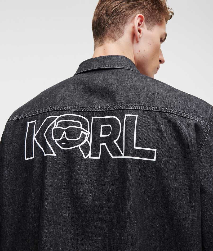 Black Men's Karl Lagerfeld Ikonik 2.0 Denim Shirts | TH046GDNZ