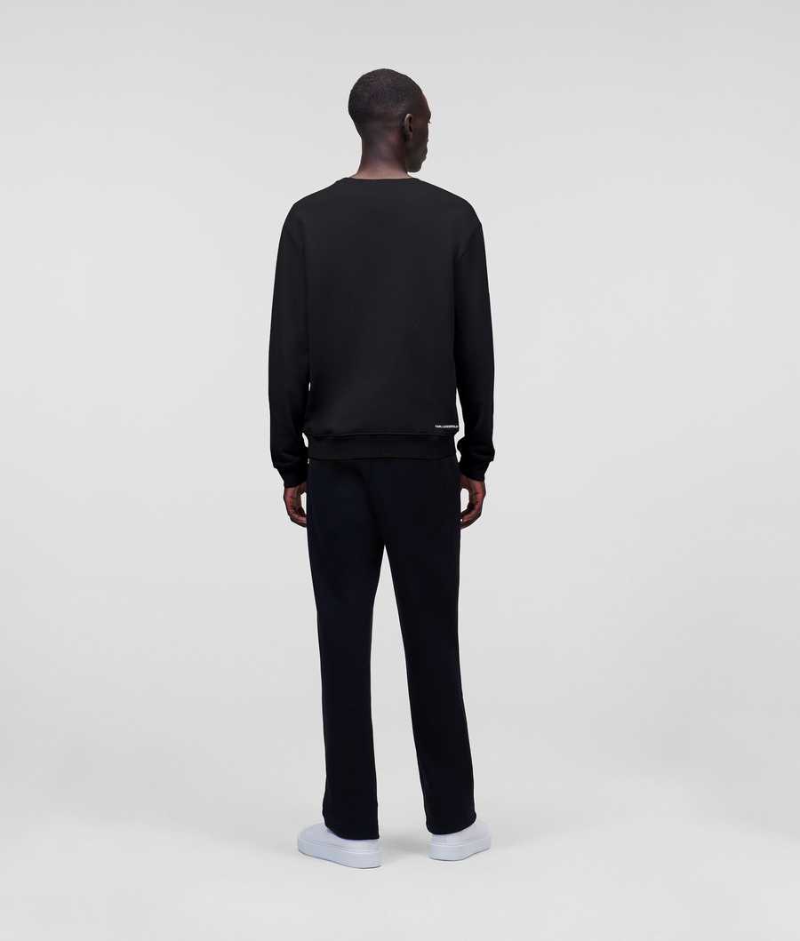 Black Men's Karl Lagerfeld Ikonik 2.0 Patch Sweatshirts | TH498HMUW