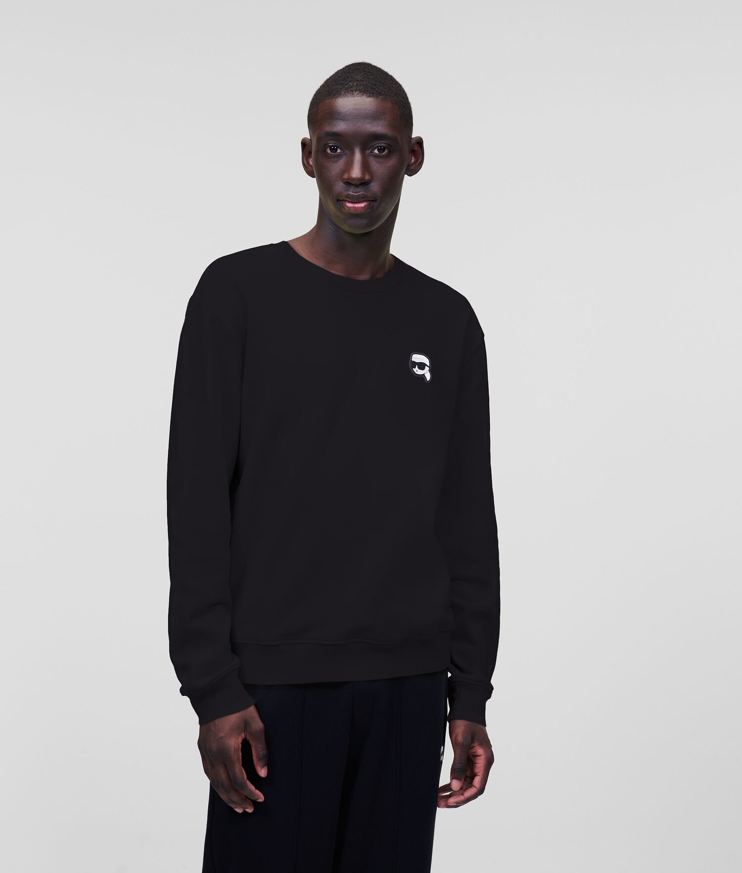 Black Men's Karl Lagerfeld Ikonik 2.0 Patch Sweatshirts | TH498HMUW