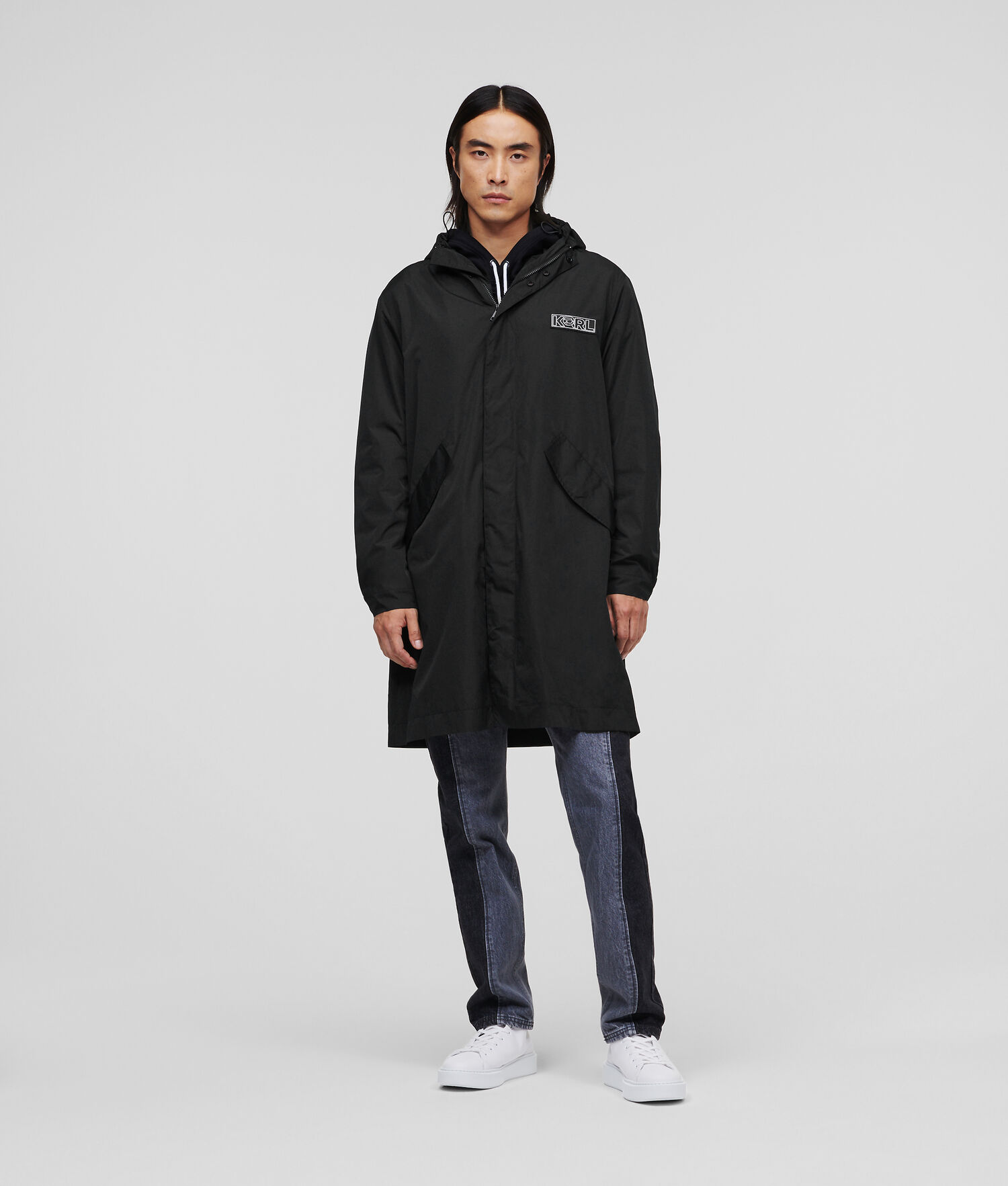 Black Men's Karl Lagerfeld Ikonik 2.0 Parka Jackets | TH751FXTH