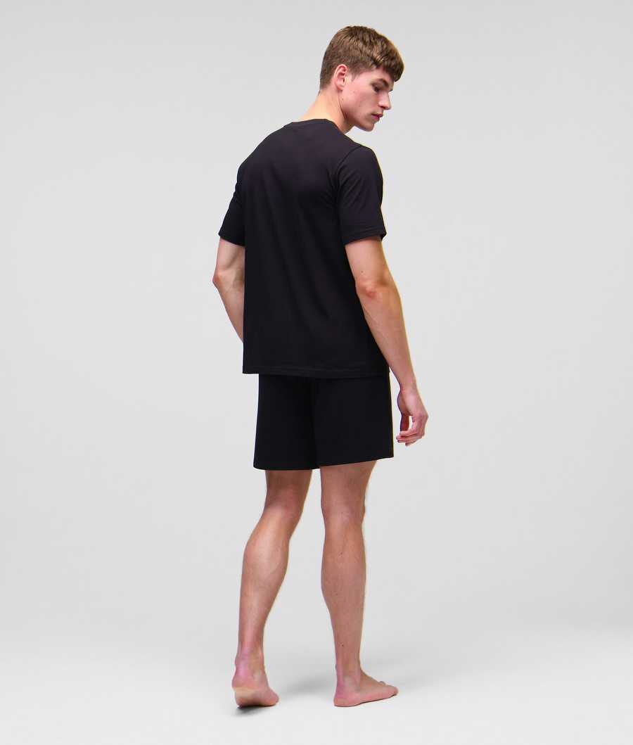 Black Men's Karl Lagerfeld Ikonik 2.0 Shorts And Tee Set Loungewear | TH592VYNJ