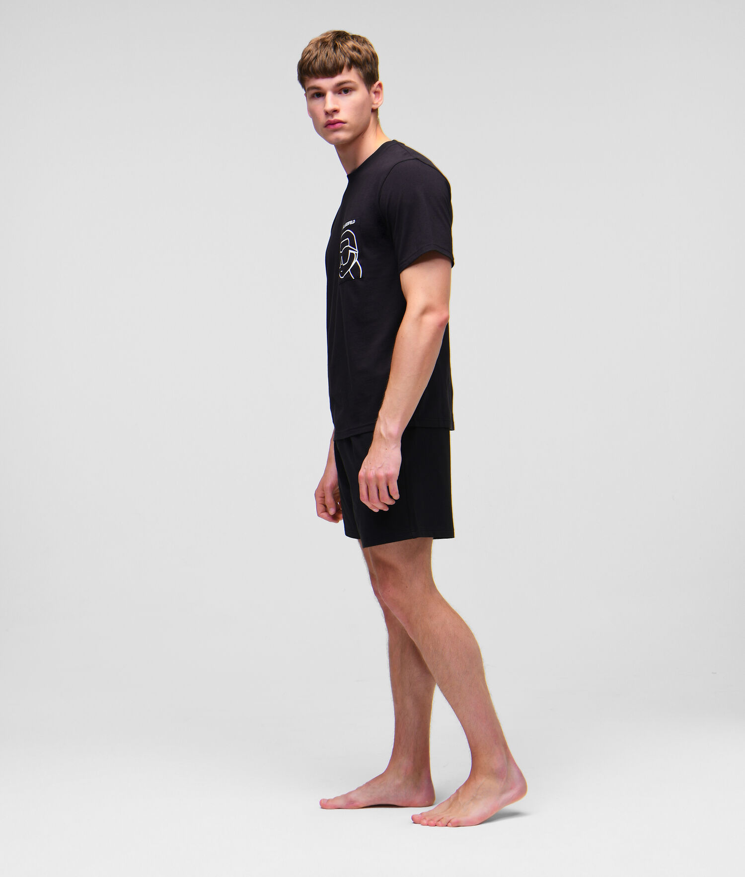 Black Men's Karl Lagerfeld Ikonik 2.0 Shorts And Tee Set Loungewear | TH592VYNJ