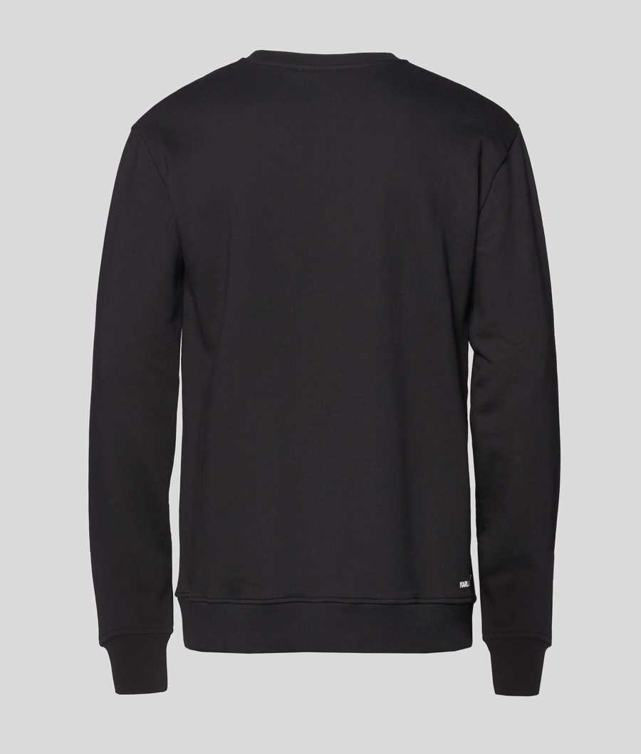 Black Men's Karl Lagerfeld Ikonik Karl Rubber Patch Sweatshirts | TH804TBKL