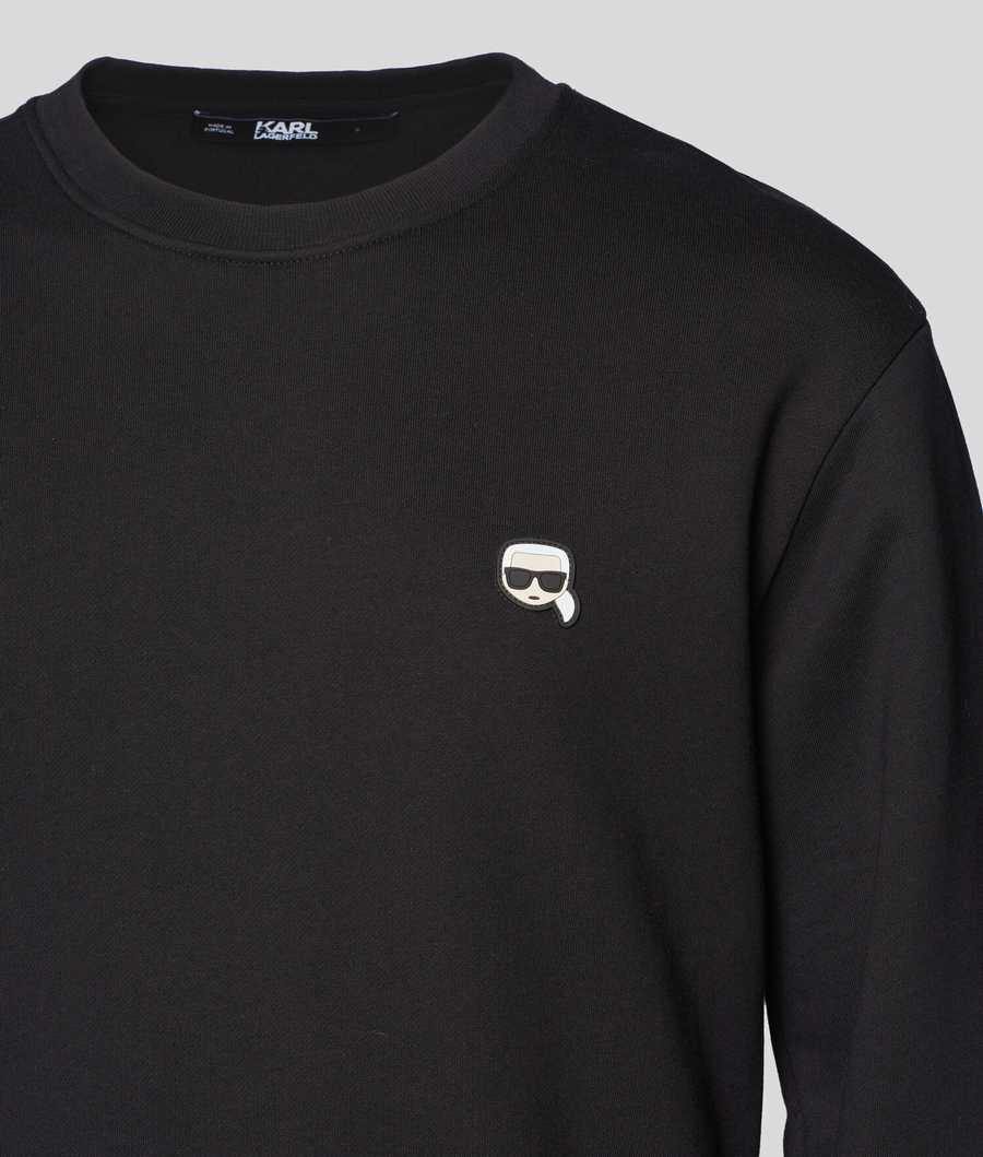 Black Men's Karl Lagerfeld Ikonik Karl Rubber Patch Sweatshirts | TH804TBKL