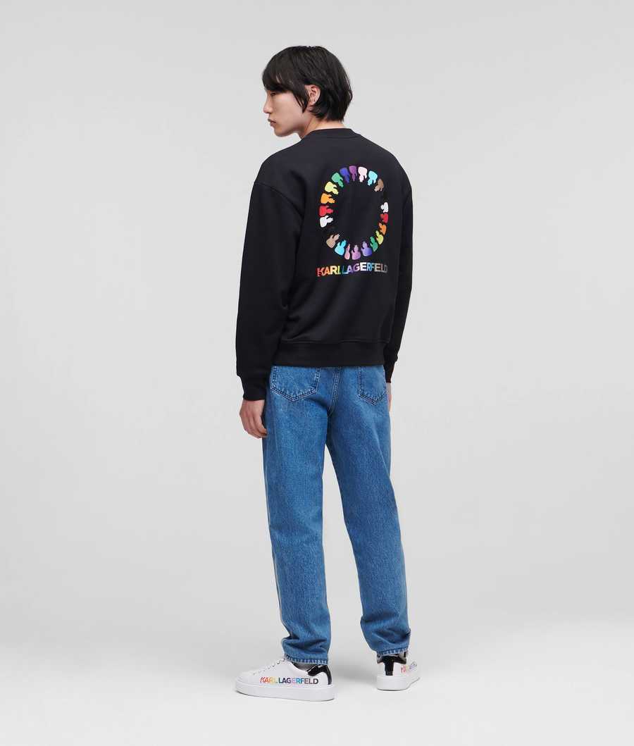 Black Men's Karl Lagerfeld K/Love Circle Artwork Sweatshirts | TH534RZSW