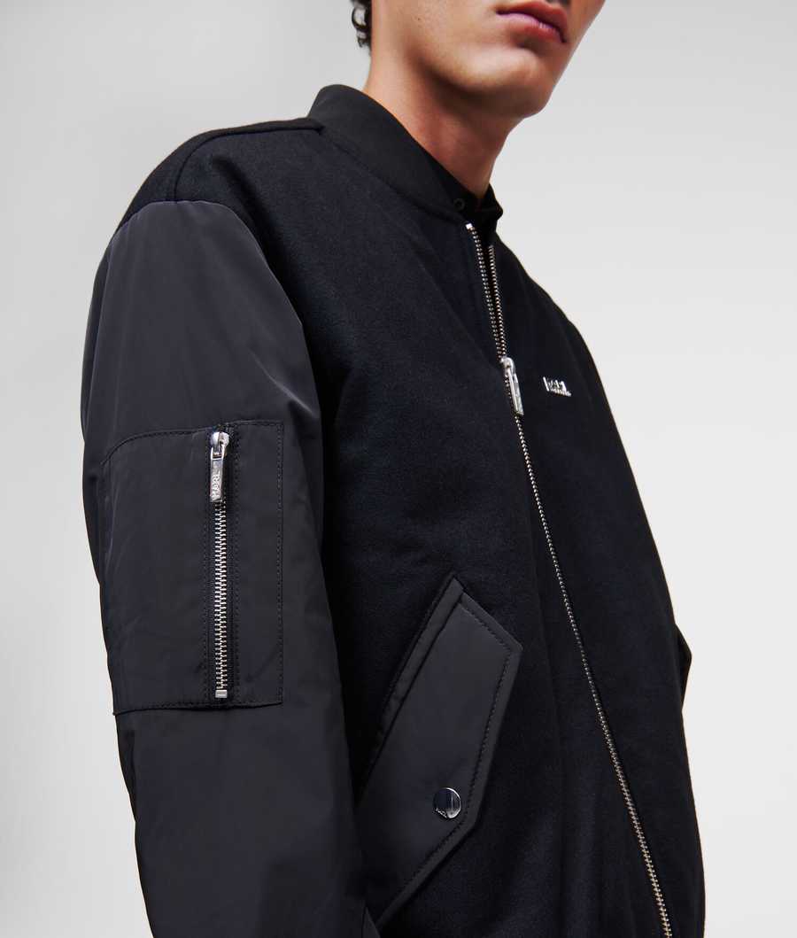 Black Men's Karl Lagerfeld Karl Bomber Jackets | TH985EFDU