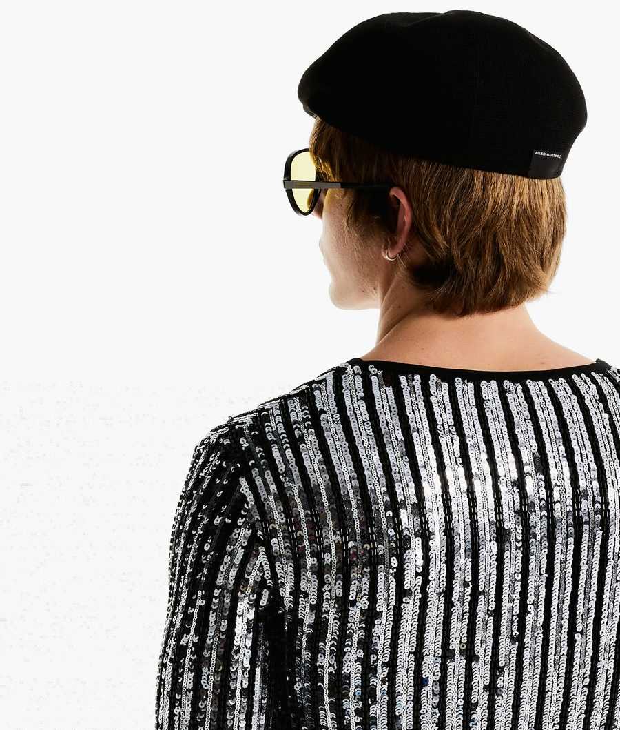 Black Men's Karl Lagerfeld Karl Lagerfeld X Alled-martinez Sequin Long-sleeved T-Shirts | TH689UNDJ