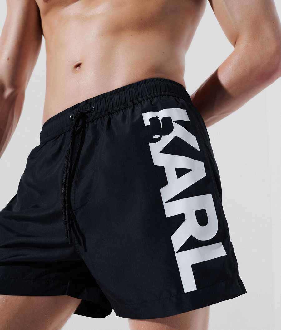 Black Men's Karl Lagerfeld Karl Logo Board Shorts Beachwear | TH406BTGF