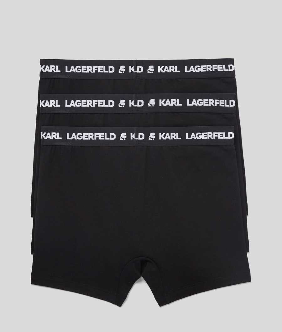 Black Men's Karl Lagerfeld Karl Logo Monochrome Trunks - 3 Pack Underwear | TH615MLPH