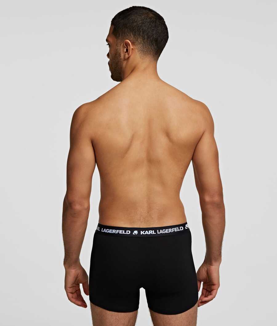 Black Men's Karl Lagerfeld Karl Logo Monochrome Trunks - 3 Pack Underwear | TH615MLPH