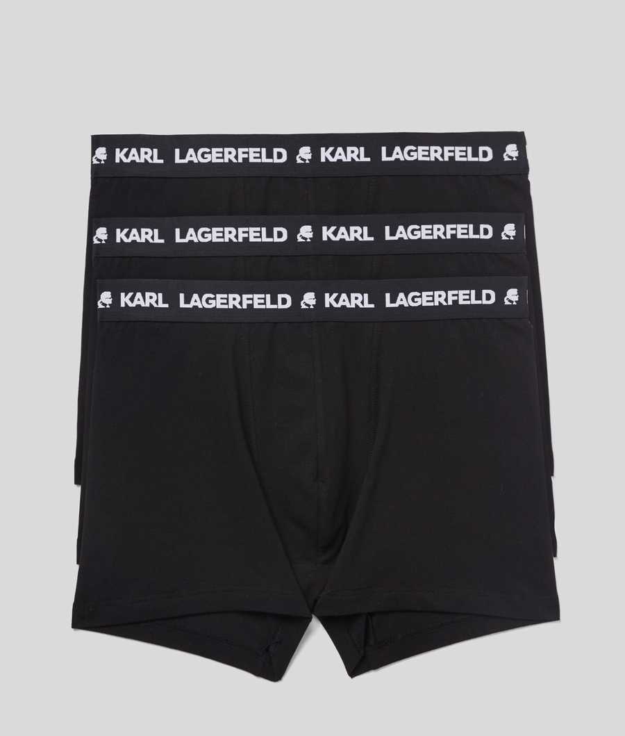 Black Men\'s Karl Lagerfeld Karl Logo Monochrome Trunks - 3 Pack Underwear | TH615MLPH