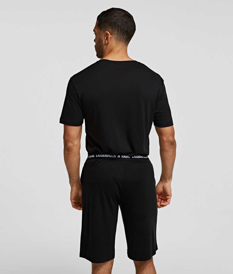 Black Men's Karl Lagerfeld Karl Logo Pajama Bermudas Sleepwear | TH785ORHA