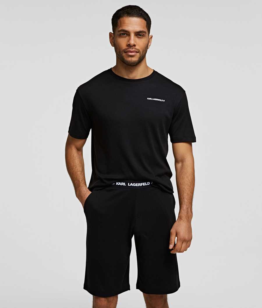 Black Men\'s Karl Lagerfeld Karl Logo Pajama Bermudas Sleepwear | TH785ORHA