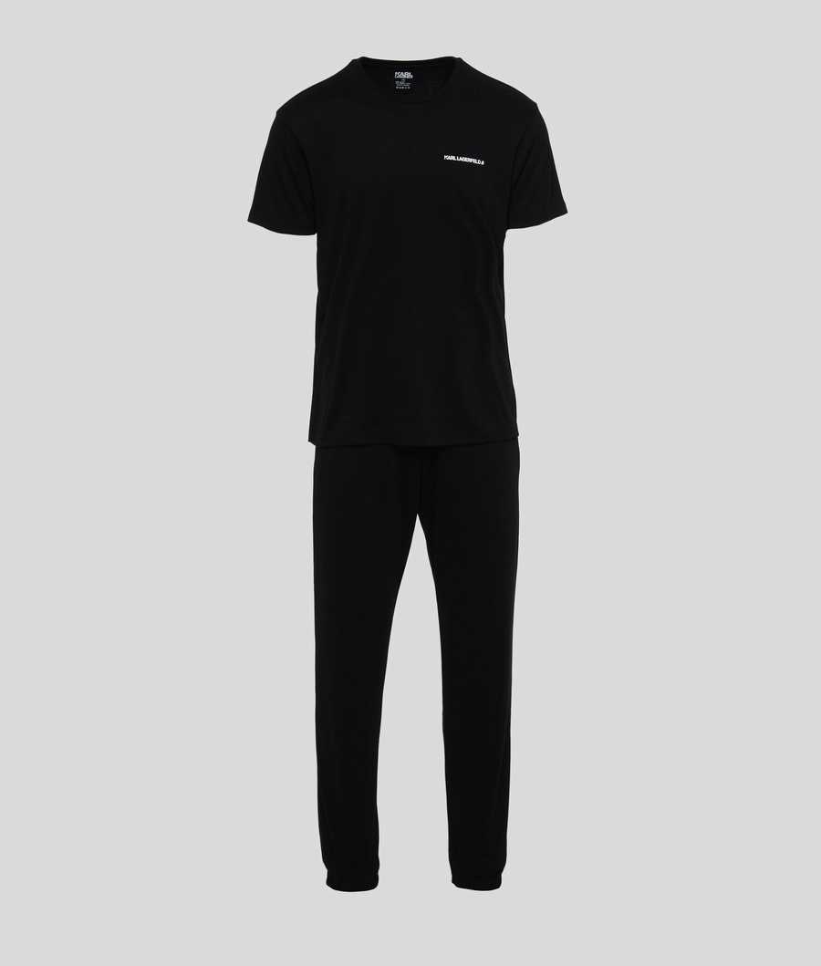 Black Men's Karl Lagerfeld Karl Logo Pajama Set Sleepwear | TH985YDHG