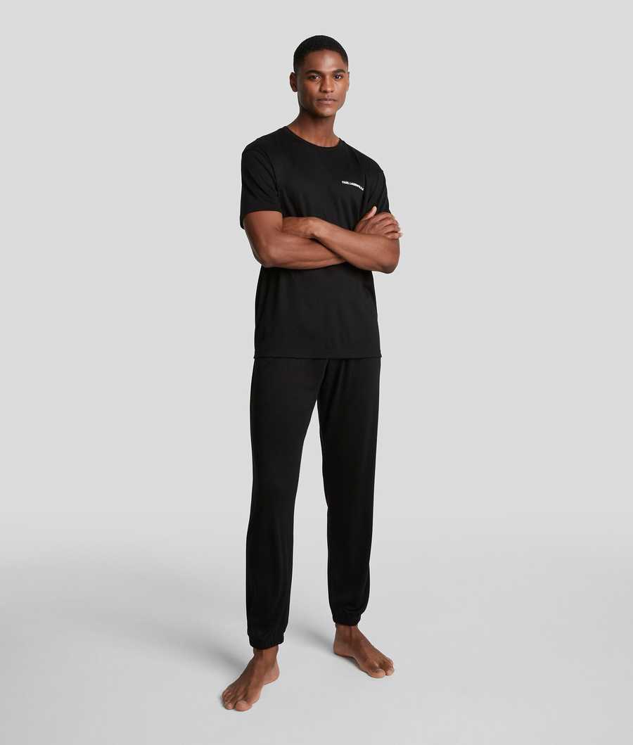 Black Men\'s Karl Lagerfeld Karl Logo Pajama Set Sleepwear | TH985YDHG