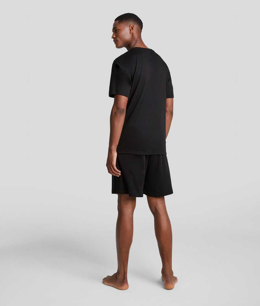 Black Men's Karl Lagerfeld Karl Logo Shorts And Tee Pajama Set Sleepwear | TH517TINP