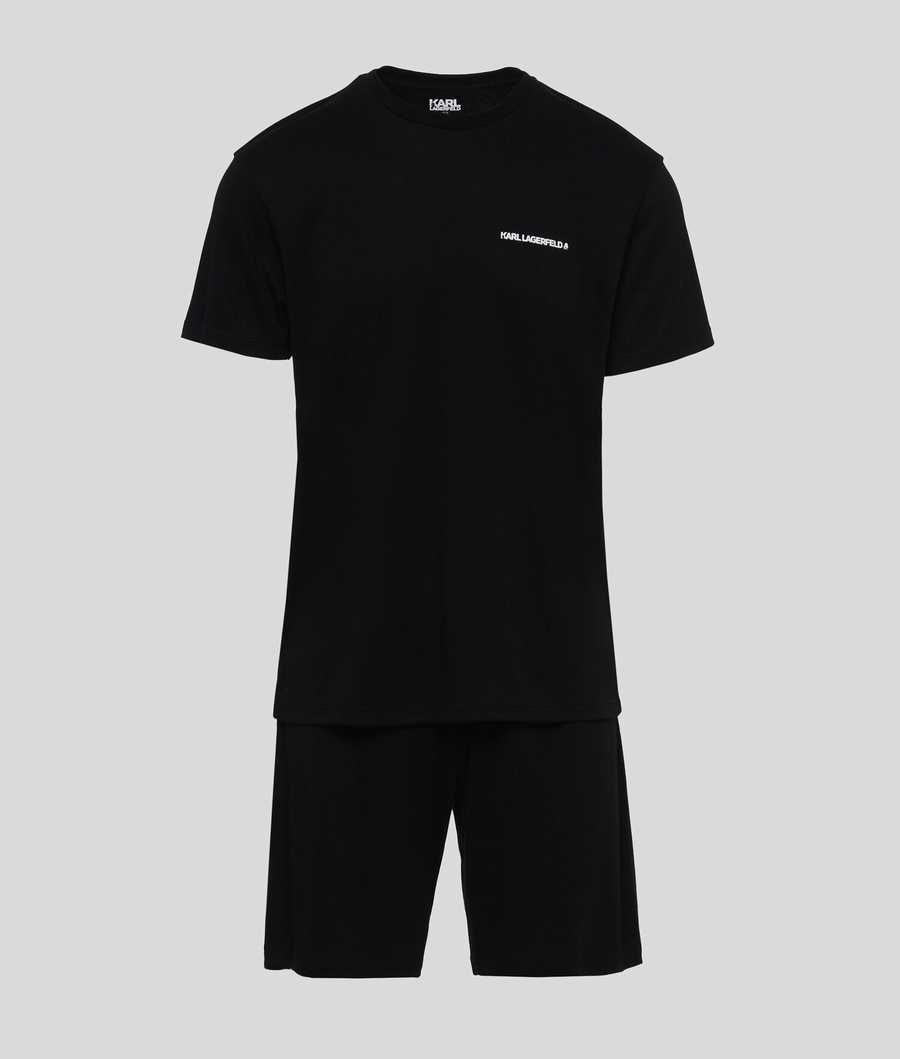 Black Men's Karl Lagerfeld Karl Logo Shorts And Tee Pajama Set Sleepwear | TH517TINP