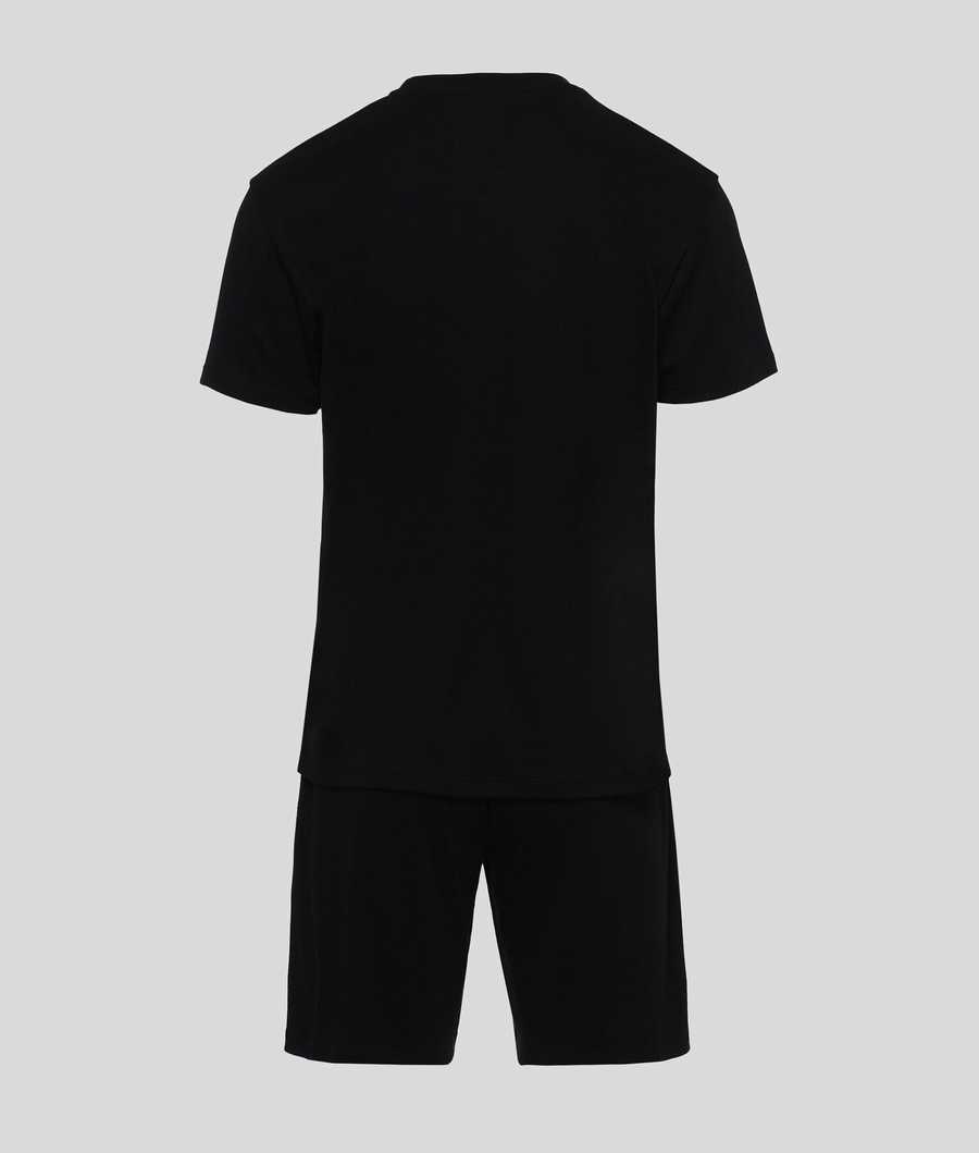 Black Men's Karl Lagerfeld Karl Logo Shorts And Tee Pajama Set Sleepwear | TH517TINP