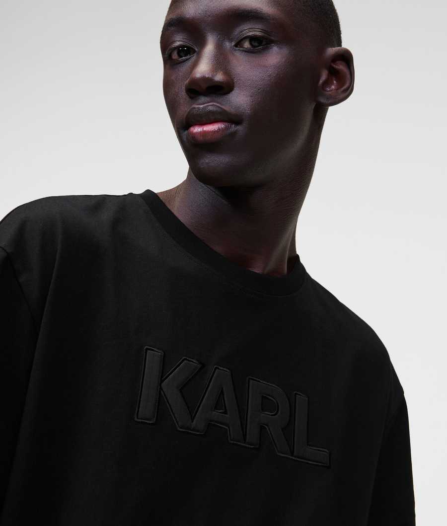 Black Men's Karl Lagerfeld Karl Logo T-Shirts | TH328BHZD