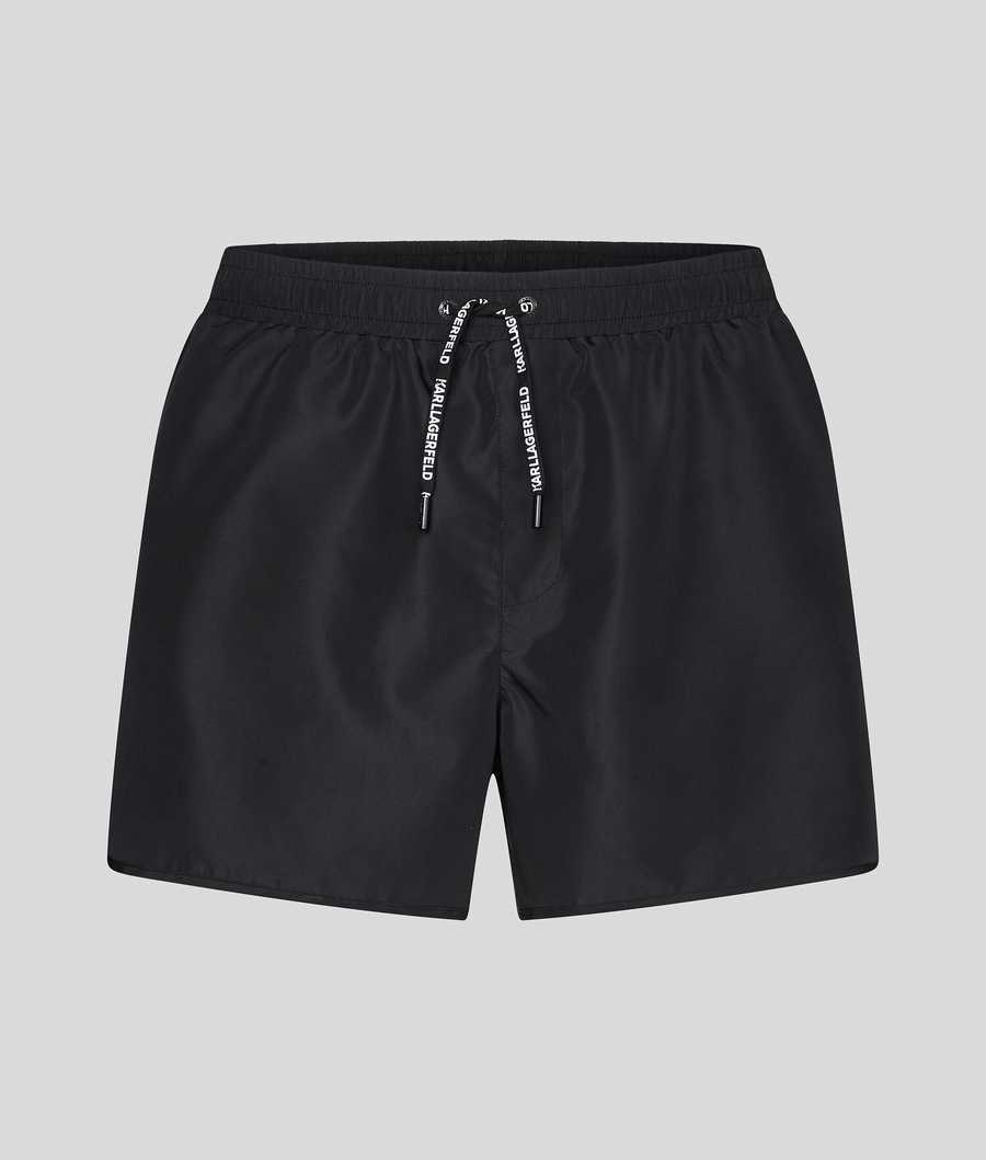 Black Men\'s Karl Lagerfeld Karl Logo Tape Board Shorts Beachwear | TH304YAGM