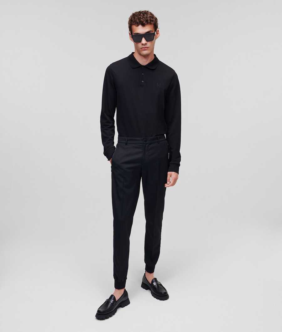 Black Men's Karl Lagerfeld Karl Monogram Long-sleeved T-Shirts | TH610KRBN