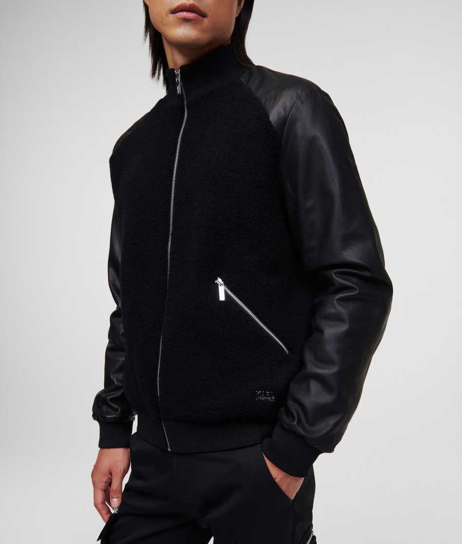 Black Men's Karl Lagerfeld Karl Zip Jackets | TH085RQXZ