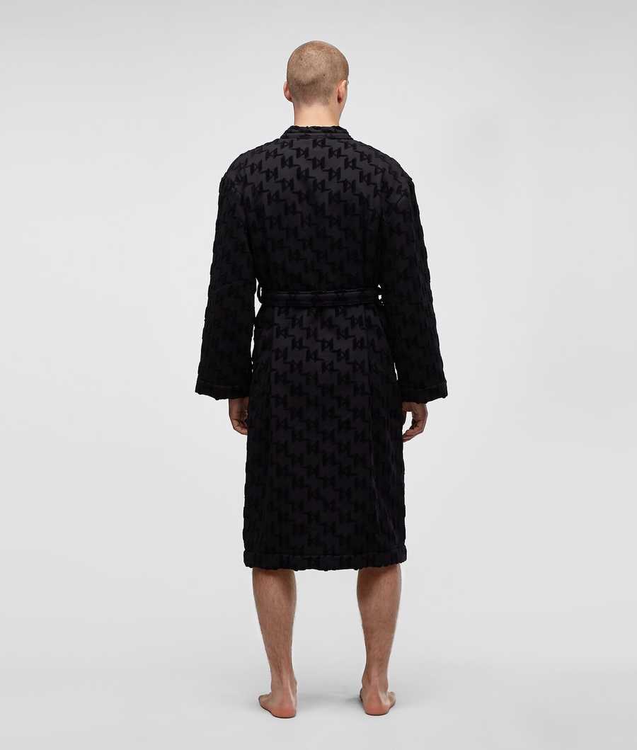 Black Men's Karl Lagerfeld Kl Monogram Bathrobe Loungewear | TH324NTMI