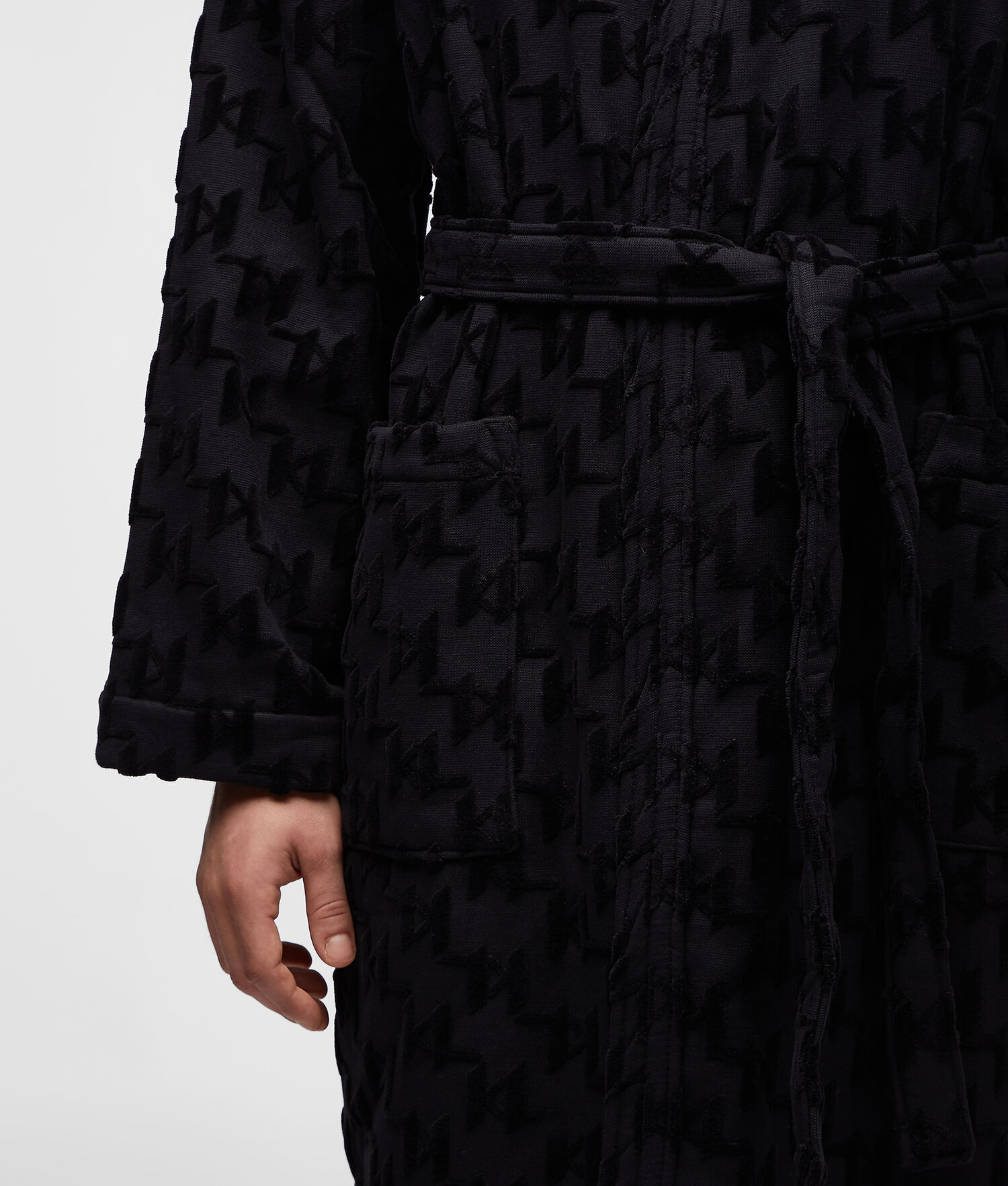 Black Men's Karl Lagerfeld Kl Monogram Bathrobe Loungewear | TH324NTMI