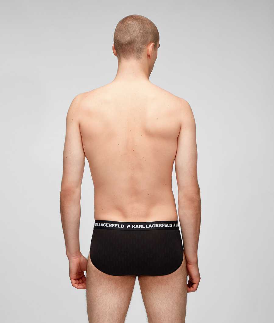 Black Men's Karl Lagerfeld Kl Monogram Briefs – 3 Pack Underwear | TH720GXOB