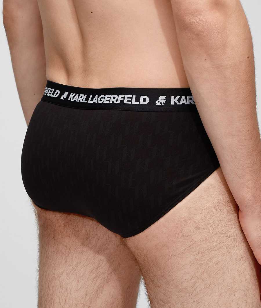 Black Men's Karl Lagerfeld Kl Monogram Briefs – 3 Pack Underwear | TH720GXOB